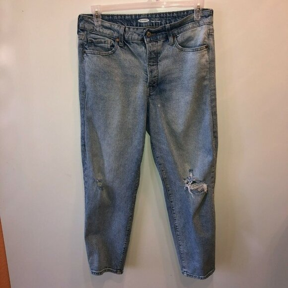 Old Navy Natalie Womens 32 OG Straight High Rise Distressed Denim Jeans - Picture 3 of 11